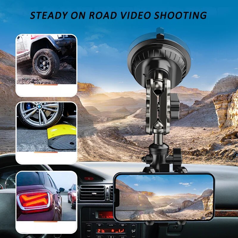 Video Recording Universal Magic Arm Suction Car Phone Holder Mount Windshield Window Glass Vlog Shooting