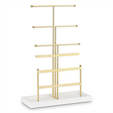 Organizer Tabletop Holder 6Tier Jewelry Tree Display Stand with Tray,For Earring Necklace Bracelet Gold