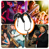 Adjustable Harness Padded Saxophone Leather Sax Strap Metal Hook for Tenor/ Soprano/ Alto Saxophones Clarinet