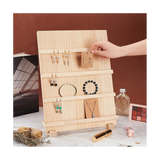 4-Tier Wooden Stand,with Slots Rustic Earring Display Card Holder for Showing Exhibition Jewelry Storage