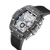 PINTIME Fashion Men's Watch Classic Tonneau Style Military Watches Sport Chronograph Lumious Date Quartz Wristwatch