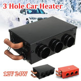 12V/24V 3 Hole Heating Fan 24W Truck Car Low Noise Winter Warm Dryer Glass Defroster Window Heater Interior Accessories
