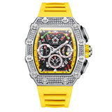 Fashion Men's Automatic Mechanical Watch ONOLA Unique Luxury Diamond Inlaid Design Waterproof Silicone Tape Watch Men Clock