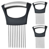 Stainless Steel Pin Slicer with Anti-Slip Handle - Slice Holder & Food Slicers Assistant for Onion, Potato, Lemon