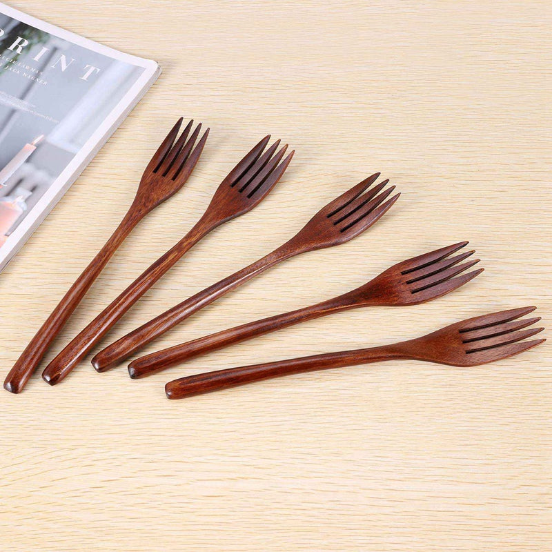 50 Pieces Eco-Friendly Japanese Wood Salad Dinner Fork Tableware Dinnerware For Kids Adult(50 Pcs No Rope Wooden Forks)
