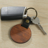 Wood Laser-Engraving Blanks Leather Strap Keychain Rectangular Key Chain