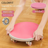 1pc Six Wheels Sliding Disc, Fitness Silent Abdominal Muscle Training Disc, Sports Equipment, With Kneeling Mat