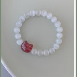 Women's Pearl White Cat Eye Bracelet