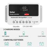 PWM Charge 10A-60A with LCD Display Solar Photovoltaic Controller System 12V/24V for Lead-acid Lithium Battery