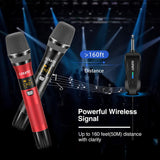 Lekato 25 Channels Wireless Microphone System Rechargeable Dual Wireless Microphone Cordless Singing Mic for Karaoke Wedding