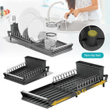 1PCS Dish Drying Utensils Drainer With Drain Basket Countertop Dinnerware Organizer Kitchen Storage Rack