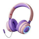 Cartoon Bluetooth 5.1 Wireless Game Headphone Cell Phone with mic RGB Light Gaming headset For Kids PC PS4 Gamer Support TF Card