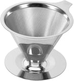 Stainless Steel Coffee Filter, Washable Permanent Coffee Filter, Lightweight Dual Mesh Coffee Drip Tray For Your Perfect Coffee, Small/300 Mesh With B