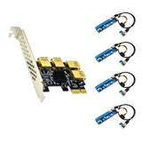 PCI-E Board Ports USB Adapter 1 to 4 Riser Card Set, 4pin Expansion Cable