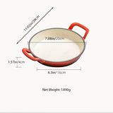1pc 20.32cm Enameled Cast Iron Skillet, Orange & White Small Cast Iron Skillets, Cast Iron Frying Pan, Enameled Skillet Pan