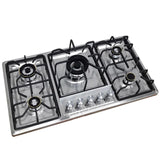 Five-hole Cooktop Stainless Steel Built-in 5 Burners Stovetop LPG/NG Convertible Stove Top Dual Fuel Gas Hob