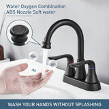 1pc 10.16 Cm 2 Handle Centerset Bathroom Sink Faucet, High Arc Swivel Spout With Drain Assembly And Supply Hoses, Bathroom Sink Faucet, Home Essential