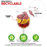Clear Plastic Glass Recyclable Shatterproof Wine Goblet - Disposable & Reusable Cups for Champagne, Dessert 40Pcs