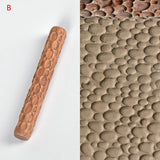 Wood Hand Rollers for Clay Stamp Clay Pattern Roller Ceramic Tools Carved Texture Printing Mud Rolling Embossed Pattern Fashion