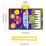 2-In-1 Baby Toys, Toddler Piano Keyboard And Drum Floor Mat With Sticks, Early Music Learning Sensory Toys For Ages 1-3
