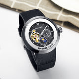 PINTIME Fashion Men Watch Top Brand Men Mechanical Watches Automatic Skeleton Watch Men Moon Pharse Wristwatch Relogio Masculino