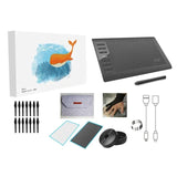 10x6" Professional Graphics Drawing Tablet 12 Express Keys 8192 Levels Battery-Free Stylus/8pcs Nibs/Pen Clip Support PC/Laptop
