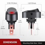 50PCS LED Lighted Rocker 12V Illuminated ON Off Toggle 30A 3Pin SPST Oval Shaped Switch 12mm Hole for Car Truck