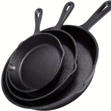 1pc/3pcs Saute Fry Pan - Pre-Seasoned Cast Iron Skillet - Nonstick Frying Pan 15.24 Cm, 20.32 Cm And 25.4 Cm Cast Iron Set