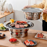 13 Inch Korean BBQ Multifunctional Charcoal Barbecue - Round Camping Stove, Tabletop Grill with Grilled Net