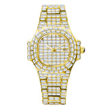 PINTIME Watch For Men Luxury Diamond Iced Out Casuals Top Brand Fashion Quartz Wristwatch Waterproof 3br Business Reloj Hombre