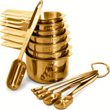 13pcs, Premium Stainless Steel Golden Measuring Cups And Spoons Set, Baking Serving Utensils