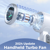 High Speed 13550RPM Mini Turbo Fan Foldable Rechargeable Portable Handheld Fans