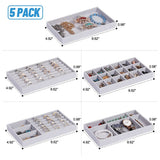 Tray, 5 Pcs Stackable Veet Organizer for Drawer, Jewelry Storage Display Trays Showcase