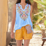Summer Women's National Style Top T-shirt Vest