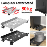 Computer with Rolg Caster Wheels Steel Heavy-Duty Tower Stand PC or Cart Office Desk Accessories
