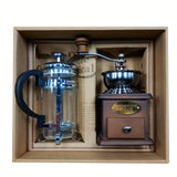 1set Wooden Classic Vintage Mini Manual Bean Grinder Press Pot Set Kitchen Coffee Utensils Home Handheld Coffee Bean
