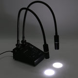 3 In 1 White Industrial Camera Branch Microscope Dual Gooseneck Light Source Led Lighting