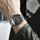 2023 High-end PAGRNE DESIGN Men Quartz Watch Stainless Steel Sapphire Glass 100m Waterproof Leisure Business Style Watch for Men