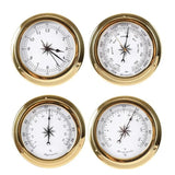 4Pcs Brass Case Weather Station Barometer Temperature Hygrometer And Clock Tid 115Mm
