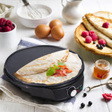 11 Inches Electric Crepe Maker - 1200W, 50-210 Celsius Degree Temperature Control, Non-stick Pancake Griddle with Wooden Spatula