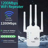 1200Mbps dual band Repeater 2.4/5GHz, WiFi range extender, 4 antennas, 360 ° coverage, Ethernet port support