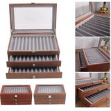 (B) Wooden Pen Case 34 Position Vintage Storage Box Pens Display Case Organizer Box