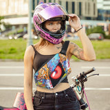 Bluetooth Control Diy Led Eyes Waterproof Bag Motorcycle Riding Backpack for Hiking Travel Daily Use