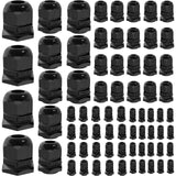 72PCS Glands Kit Waterproof Strain Relief Cord Connector Grip Weatherproof Cable Pass Through PG7 1/4" 1/2" 3/4" 1" NPT