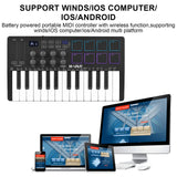 M-VAVE 25-Key Control Mini USB Keyboard MIDI Controller with 25 Velocity Sensitive Keys RGB Backlit Pads 8 Knobs