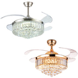 chandelier 42 inches Crystal Ceig Fan With Light ceig fan light led remote controller