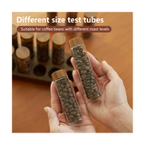 Beans Storage Container Tea Test Tube Glass Bottle with Walnut Display Rack Espresso Coffee Accessories C