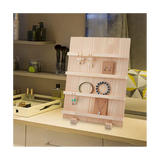 4-Tier Wooden Stand,with Slots Rustic Earring Display Card Holder for Showing Exhibition Jewelry Storage
