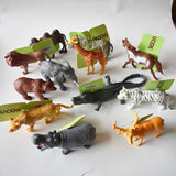 12Pcs Wild Animals Toy Model Plastic Simulated Lion Giraffe Tiger Crocodile Elephant Realistic Children's Educational Toys