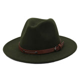 Men's Vintage Wide Brim Fedora Hat Unisex Classic Panama Jazz Hats Outdoor Floppy Panama Cap with Belt